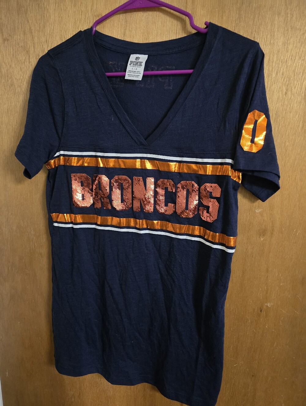Victoria Secret PINK Denver BRONCOS Tee Sz Lg